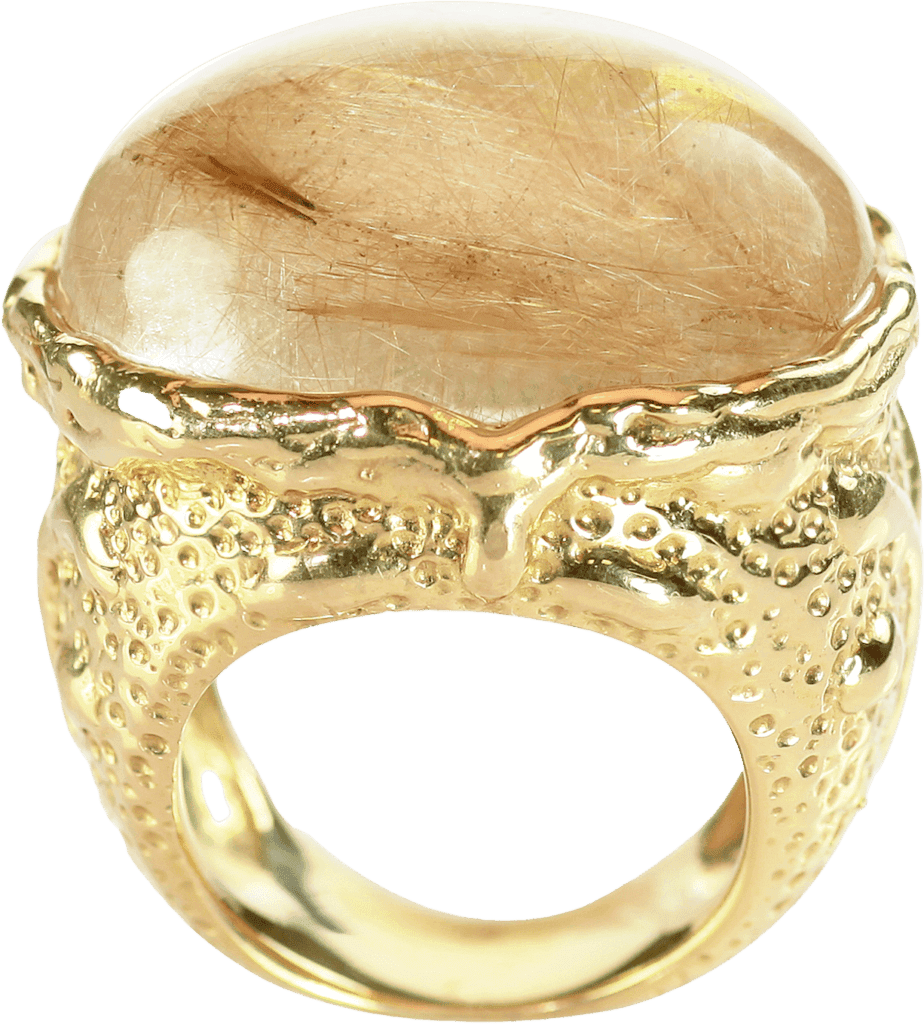 Gold ring with rutilated quartz